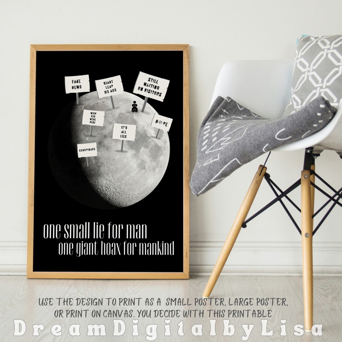 Conspiracy Theory Moon Landing DIGITAL DOWNLOAD, Conspiracy Poster, Fun ...