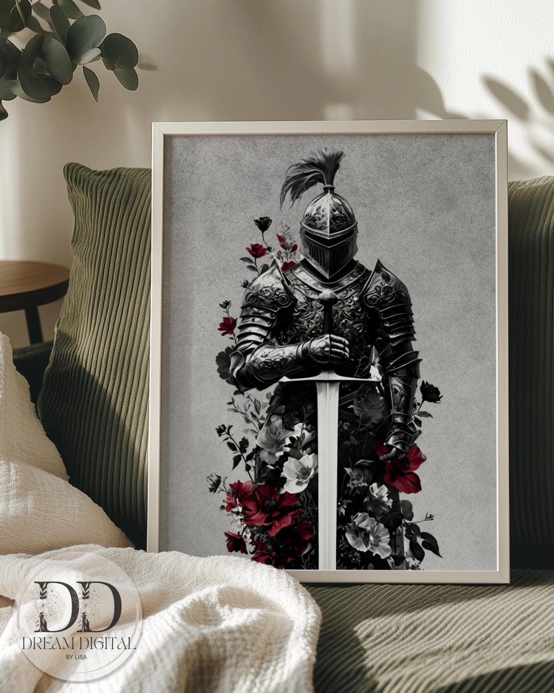 Medieval Knight Wall Art, Gothic Fantasy Decor, Dark Academia Poster ...