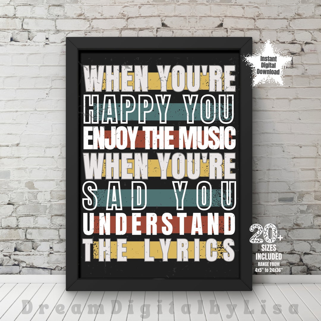 Music Poster, Music Wall Art, Printable Music Artwork, Music Quotable ...