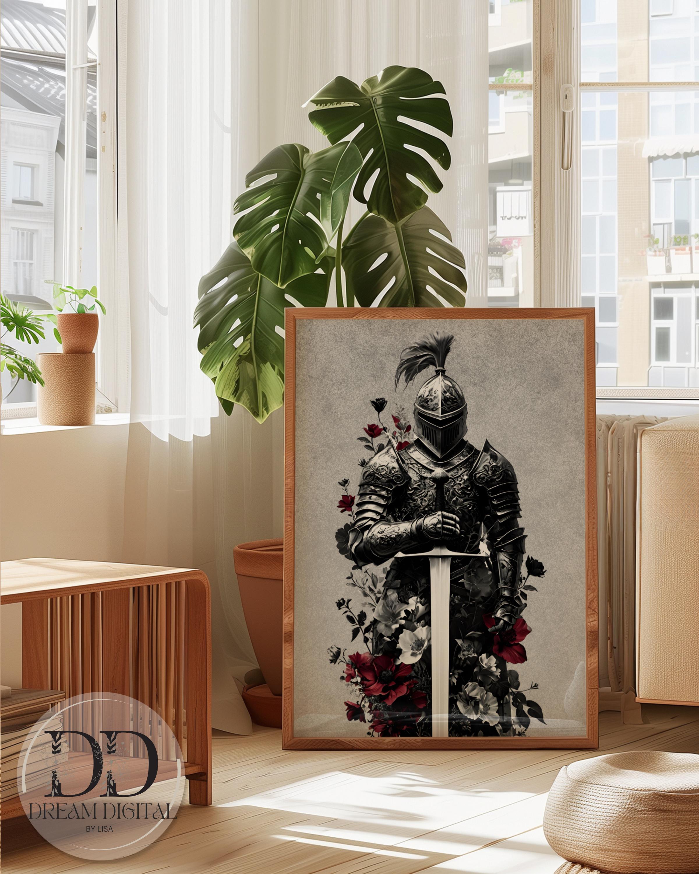 Medieval Knight Wall Art, Gothic Fantasy Decor, Dark Academia Poster ...