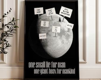 Conspiracy Theory Moon Landing DIGITAL DOWNLOAD, Conspiracy Poster, Fun 1969 Moon Landing Wall Art Printable, Conspiracy Realist Gifts