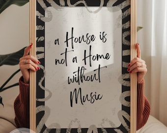 Muziekcitaatposter, ontwerp met handgeschreven notitie (digitale download)