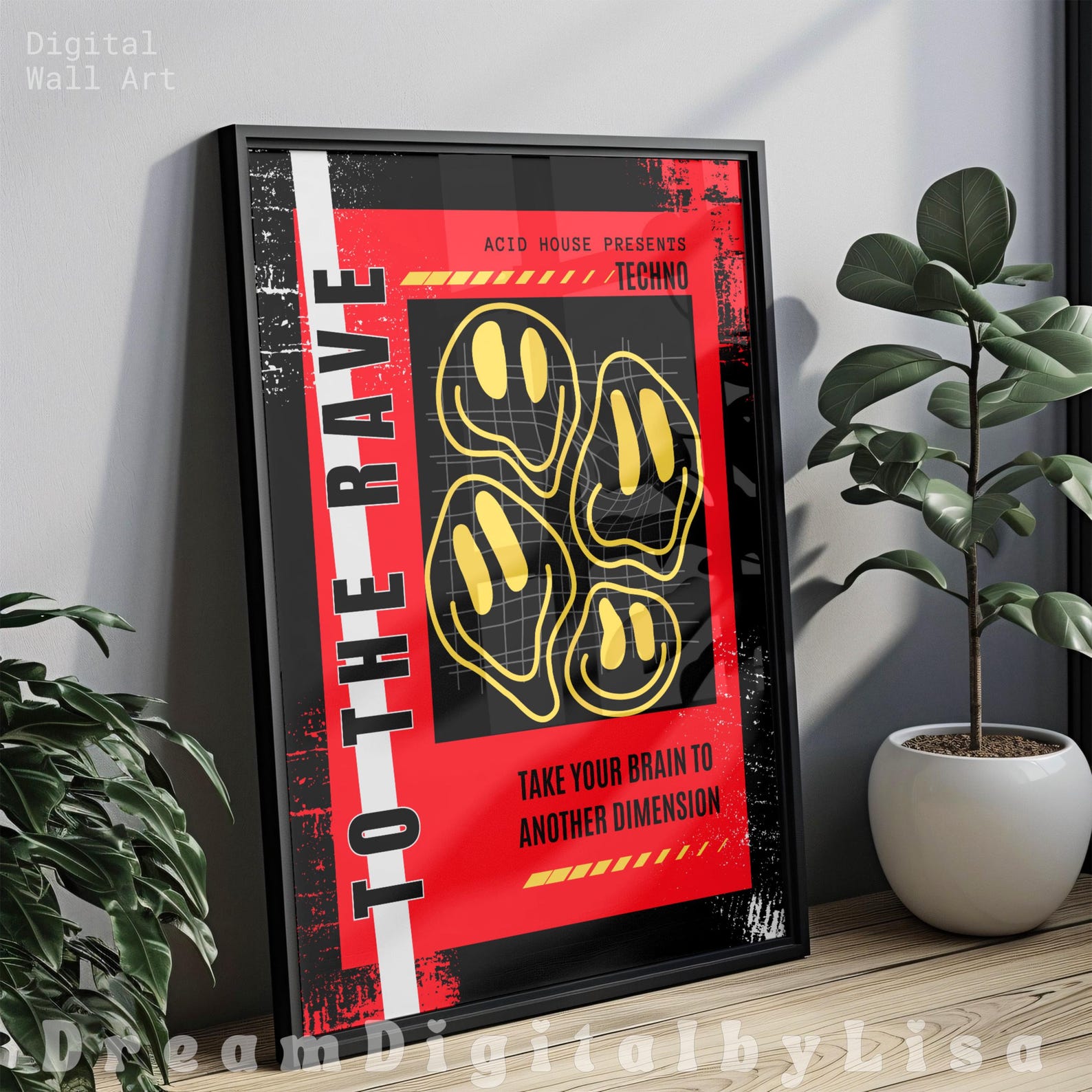 1990s Rave Poster to the Rave Techno Dance Print 90s Acid House Poster ...