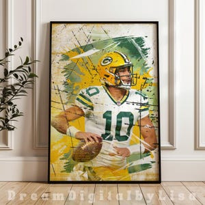 Jordan Love Poster, Green Bay Packers, Packers Fan Gift, Printable, Packers Football, Office, Man Cave, Sports Bar, INSTANT DIGITAL DOWNLOAD