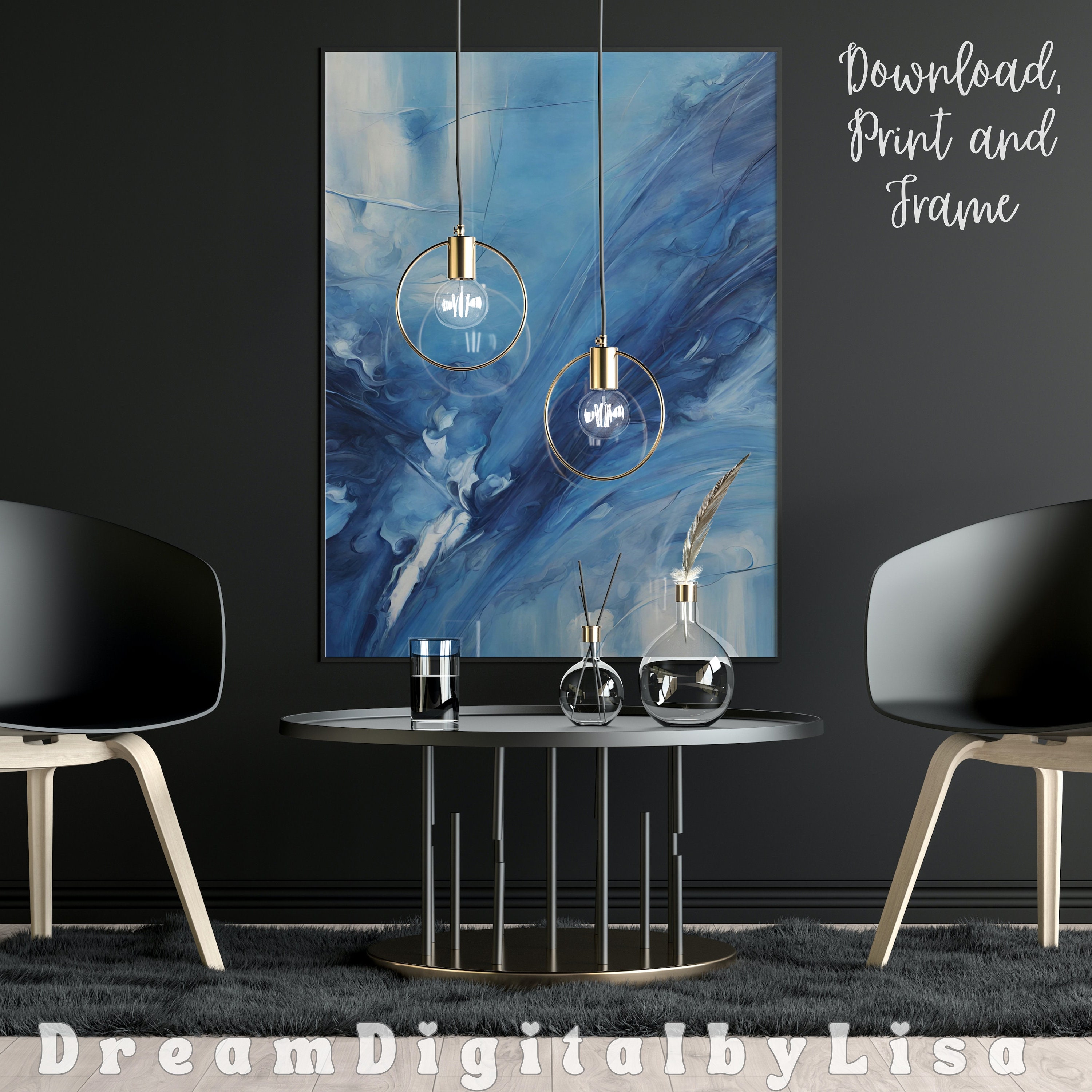 Blue Abstract Painting Print Printable Abstract Wall Art - Etsy