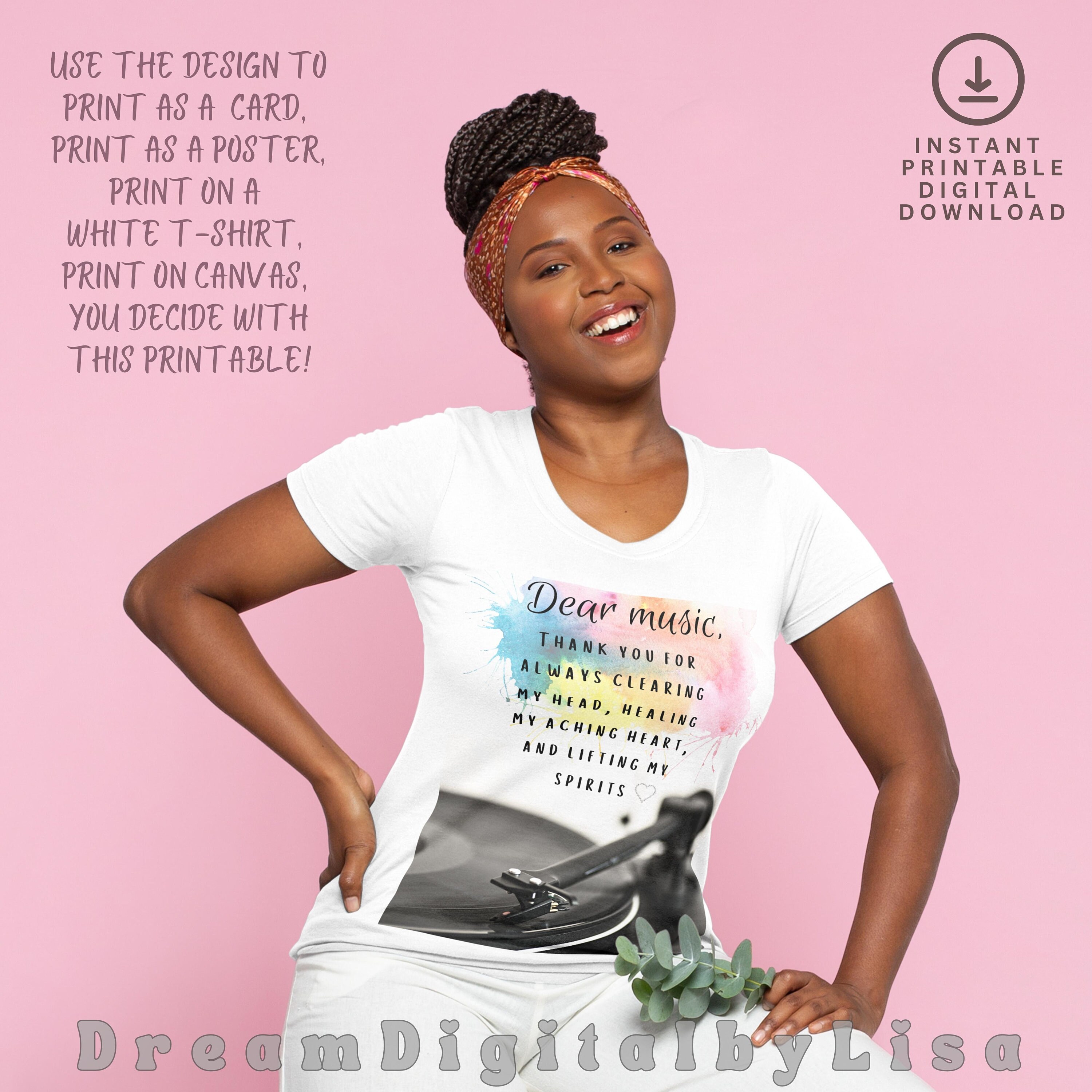 Music Wall Art, Printable Quote Wall Art, Dear Music Poster, Music Room