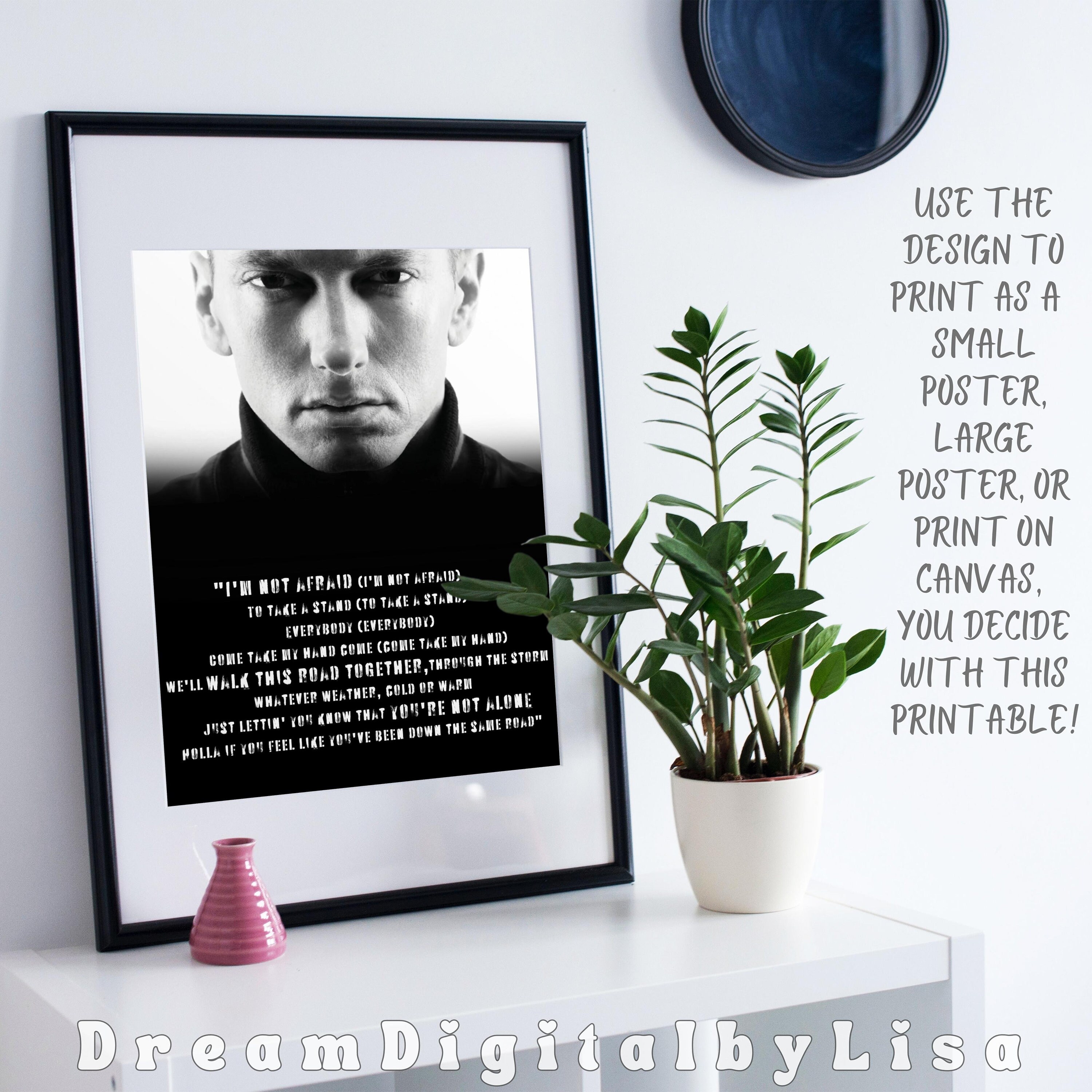 EMINEM Poster Print, Eminem Printable Wall Art, I'm Not Afraid Partial ...