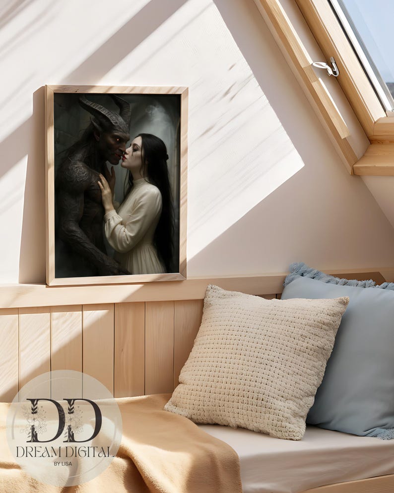 Macabre Wall Art: Gothic Demon Romance Art Print, Dark Fantasy Demons (Digital Download) image 4