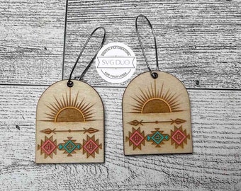 Southwestern Sun Earring SVG Digital File, Laser Machine Earring archivo digital de corte digital para máquinas láser Country Western SVG File