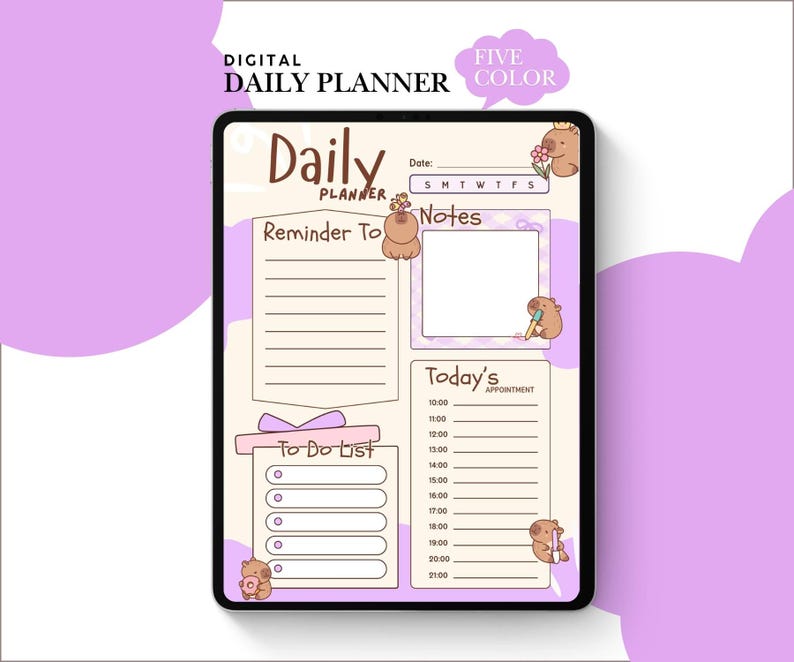 Capybara Daily Planner Pack (GOODNOTES PDF) – Digital Organizer - Etsy UK