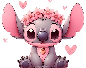 9 PNG Pink Stitch Watercolor design PNG file for sublimation, High Resolution, Instant Digital PNG Download, Tshirt designs,Ai