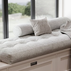 Linen Custom Window Seat Cushion, French Cushion, Daybed Cushion, Floor Cushion, Reading Nook Cushion, Seat Cushion, Floor Pillow