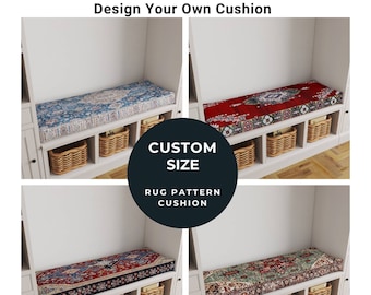 Custom Bench Rug Pattern Cushion, Window Seat Cushions , Replacement Cushions, Reading Nook Cushions, Daybed Cover, Floor Cushion