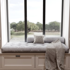 Linen Bench Cushion, Window Seat Cushion, Floor Cushion, Reading Nook, Daybed, Seat Cushion, Bench Cushion Indoor, Floor Pillow