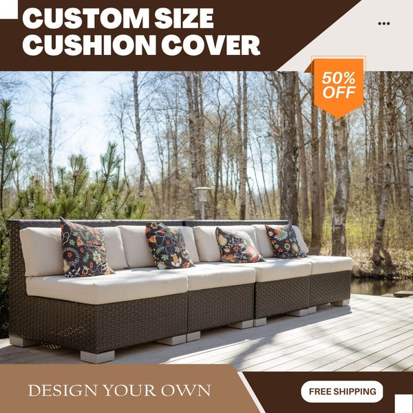 Custom Bench Cushion Cover, 52 Design Option, Waterproof Seat Cushion, Custom Size Patio, Cushions For Bench, Zippered Cover