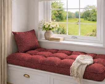 Custom Tufted Bench Cushion: Boucle French Style Window Seat
