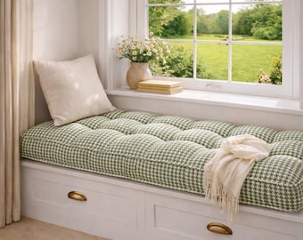 Custom French Tufted Cushion, Window Seat, Daybed, Reading Nook