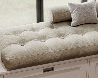 Linen Window Seat Cushion, Indoor Bench Cushion, Bench Seat Cushion, Custom Bench Cushion, Floor Cushions, French Cushion, Reading Nook