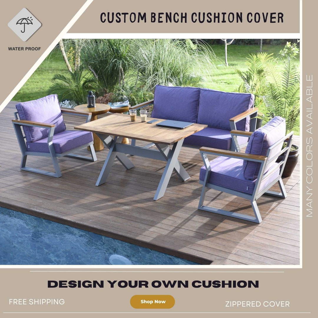 Custom Outdoor Cushions, Waterproof Custom Bench Cover, 52 Color and