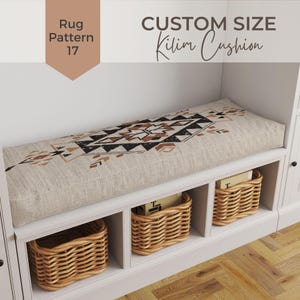 Custom Kilim Bench Cushion Cover – Rug Pattern Window Seat Slipcover