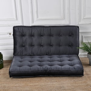 Black Velvet Custom Floor Seating Cushion, Floor Pillow, Seat Cushion, Reading Nook Cushion, Reading Corner, Tufted Floor Sofa Cushion