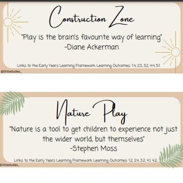 Play Space Labels Early Years