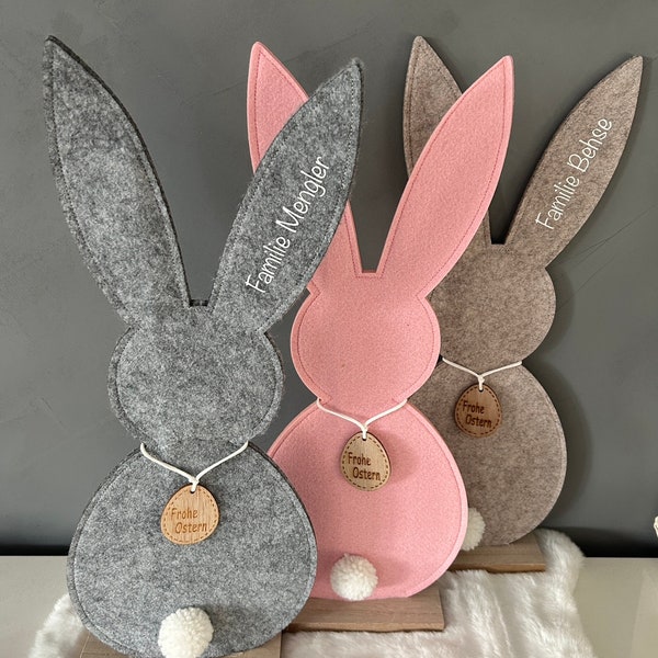 Felt Easter bunny Easter decoration gray pink beige personalized gifts decoration bunny felt bunny Easter name MamiLilu