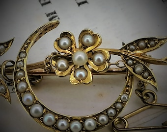 15ct Late Victorian Crescent Brooch