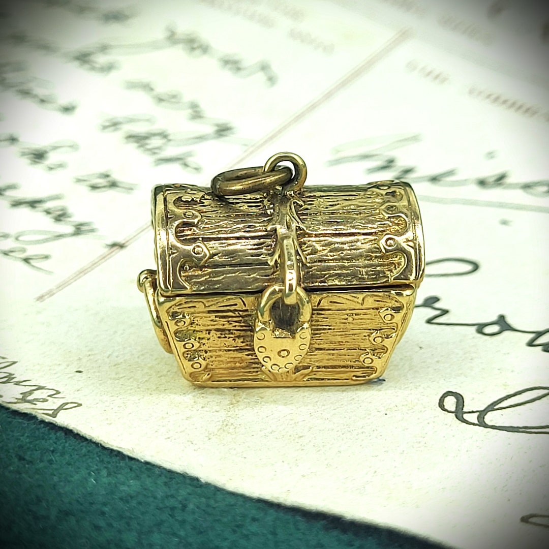 9ct Gold Treasure Chest Charm Etsy