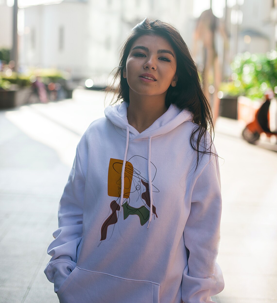 Line Art Hoodie, Unisex Line Drawing Sweatshirt, Minimalist Women