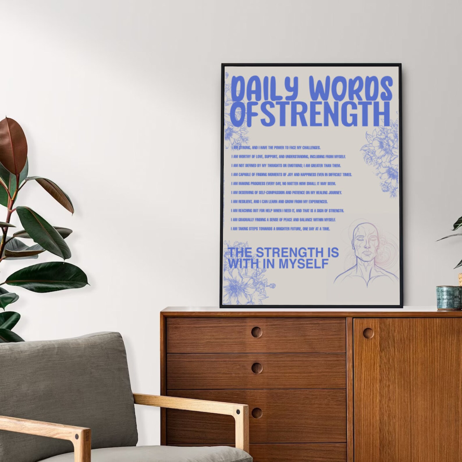 Blue Poster Uplifting Quotes Quote Print, Dorm Room Decor, Digital ...