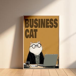 Póster de gato, arte mural de gato, decoración del hogar, decoración divertida de oficina, póster de animales