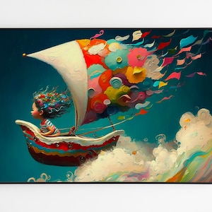 Arte de pared caprichoso, impresión de pared caprichosa, pintura caprichosa, impresión de pintura al óleo, pintura al óleo original, impresiones de arte de pared, arte de pared imprimible
