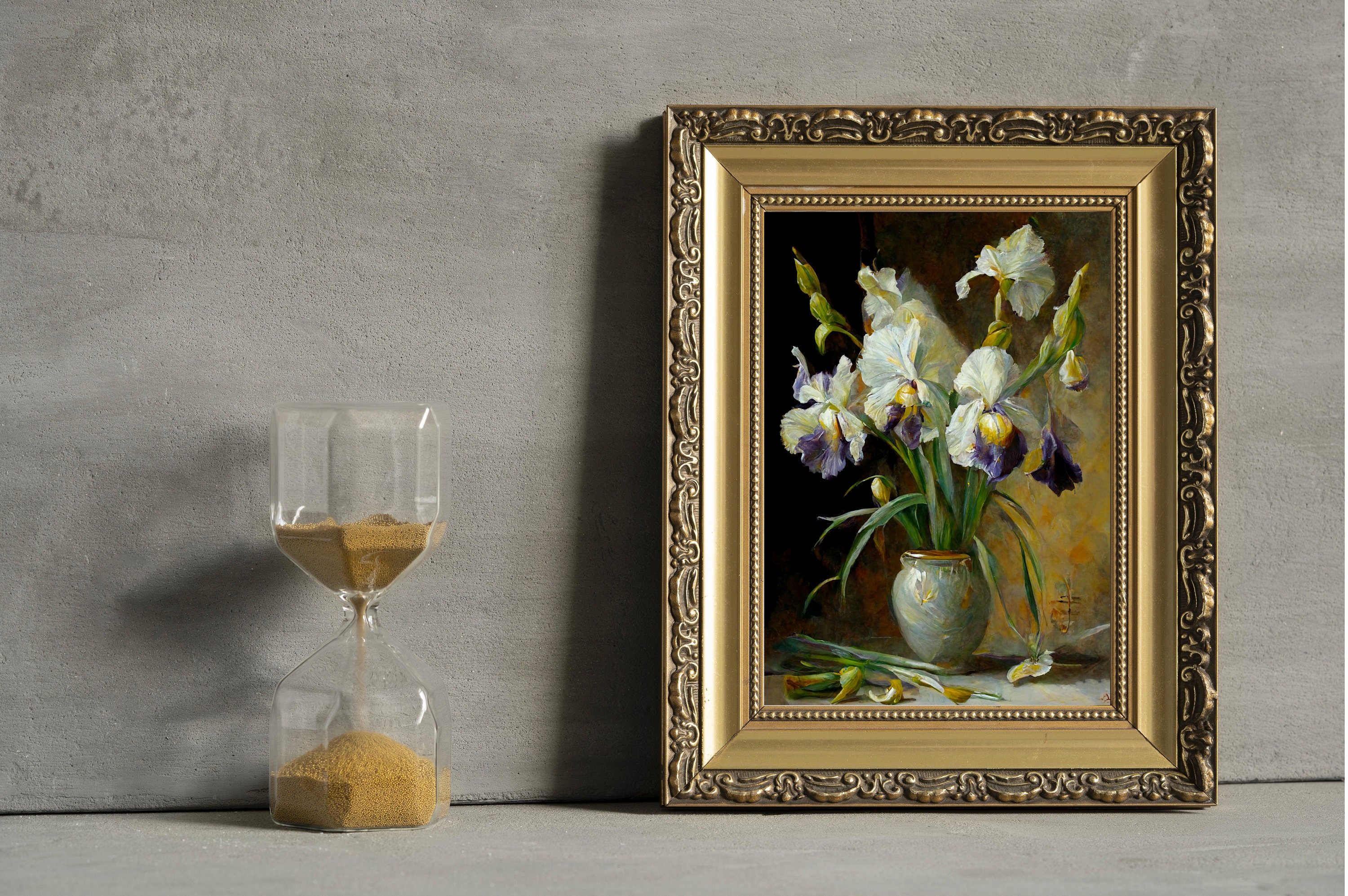 Iris Oil Painting Flower Wall Art Print, Still Life Floral Decor, Fine ...