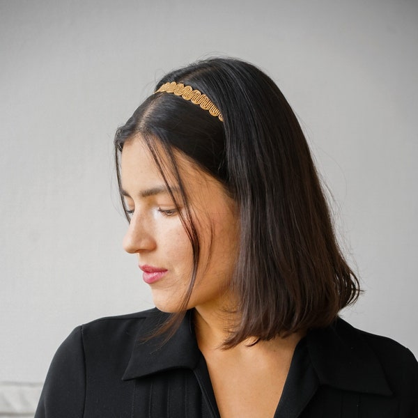 Braided hair accessory, gold or silver headband, delicate hair headband, gift for woman or girl, delicate gold and art deco headband,