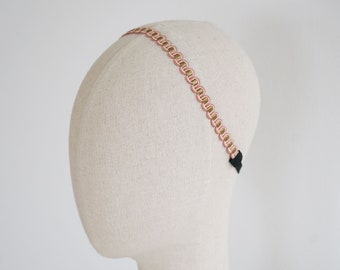 Pink and beige headband, colorful women's hair accessory, woven headband, elastic headband for women or girls