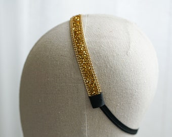 Headband, golden headband, golden crystals, festive headband, headband with crystals