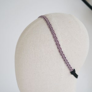 Purple lilac braid headband, hair accessory for summer, satin cord braided headband, colorful hairdressing headband head jewel image 1