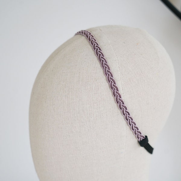 Purple lilac braid headband, hair accessory for summer, satin cord braided headband, colorful hairdressing headband head jewel