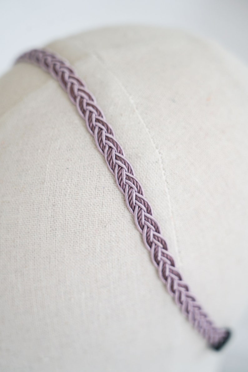 Purple lilac braid headband, hair accessory for summer, satin cord braided headband, colorful hairdressing headband head jewel image 2
