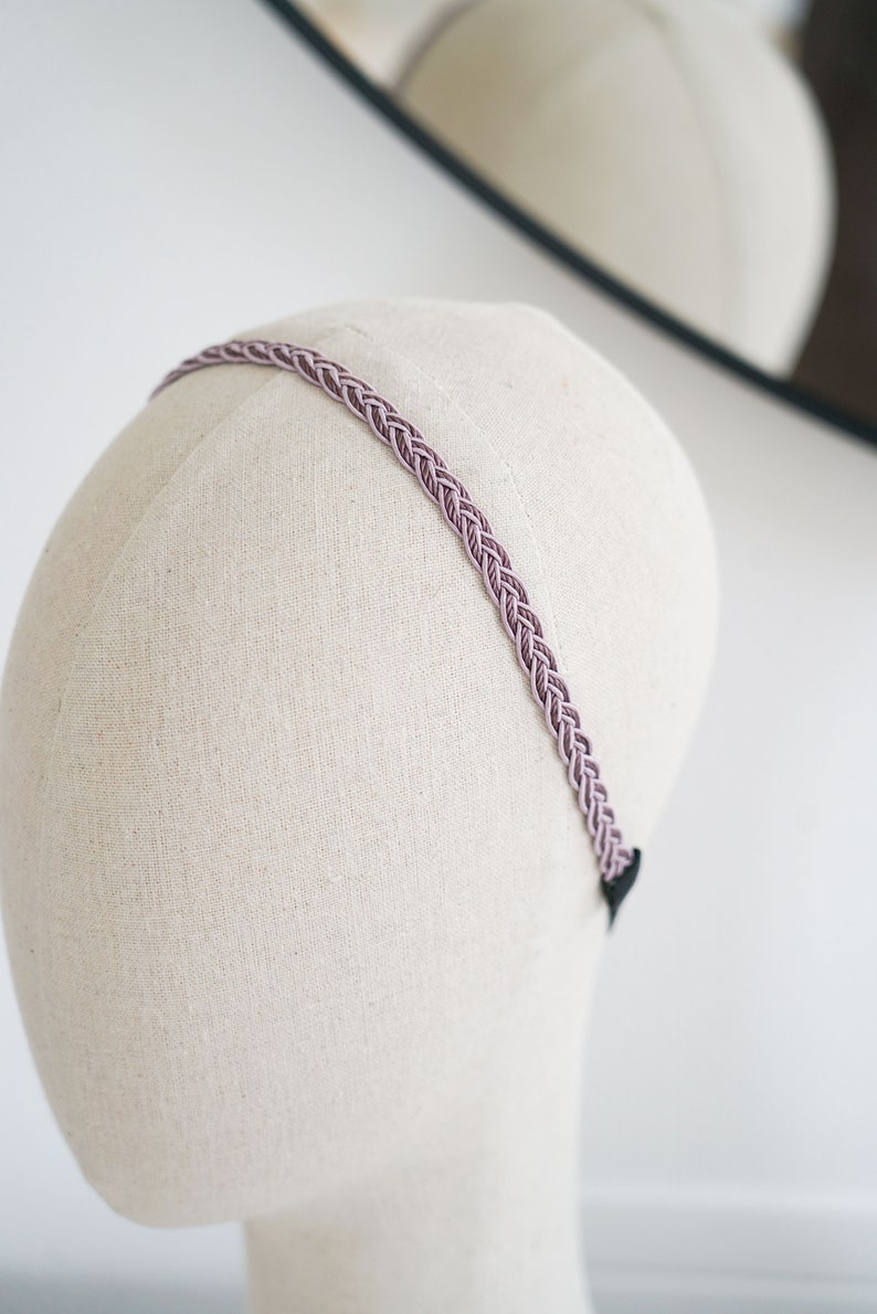 Purple lilac braid headband, hair accessory for summer, satin cord braided headband, colorful hairdressing headband head jewel image 3