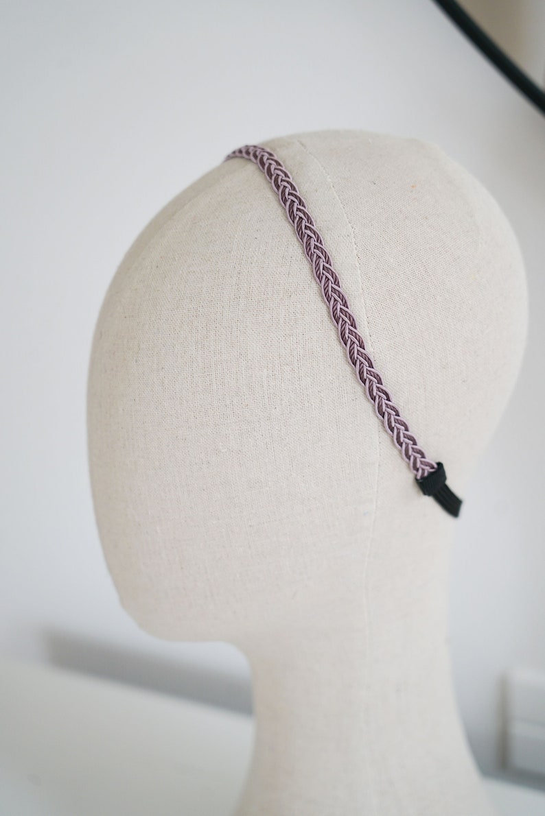 Purple lilac braid headband, hair accessory for summer, satin cord braided headband, colorful hairdressing headband head jewel image 1