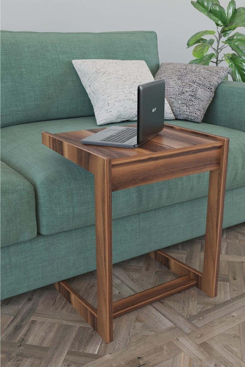 Wheeled Modern Wood C Coffee Table, Sofa Side Tables Etsy