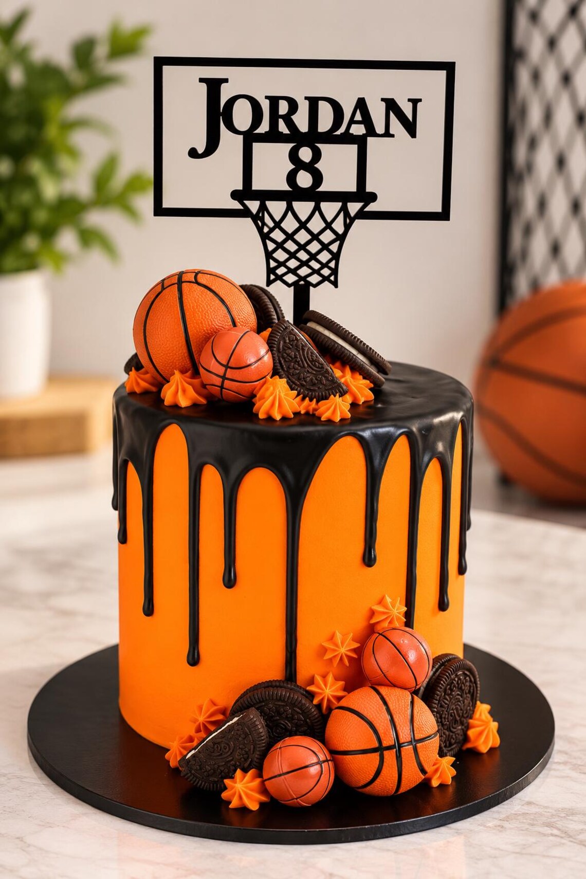 Personalised Basketball Acrylic Cake Topper | Custom Name & Age ...