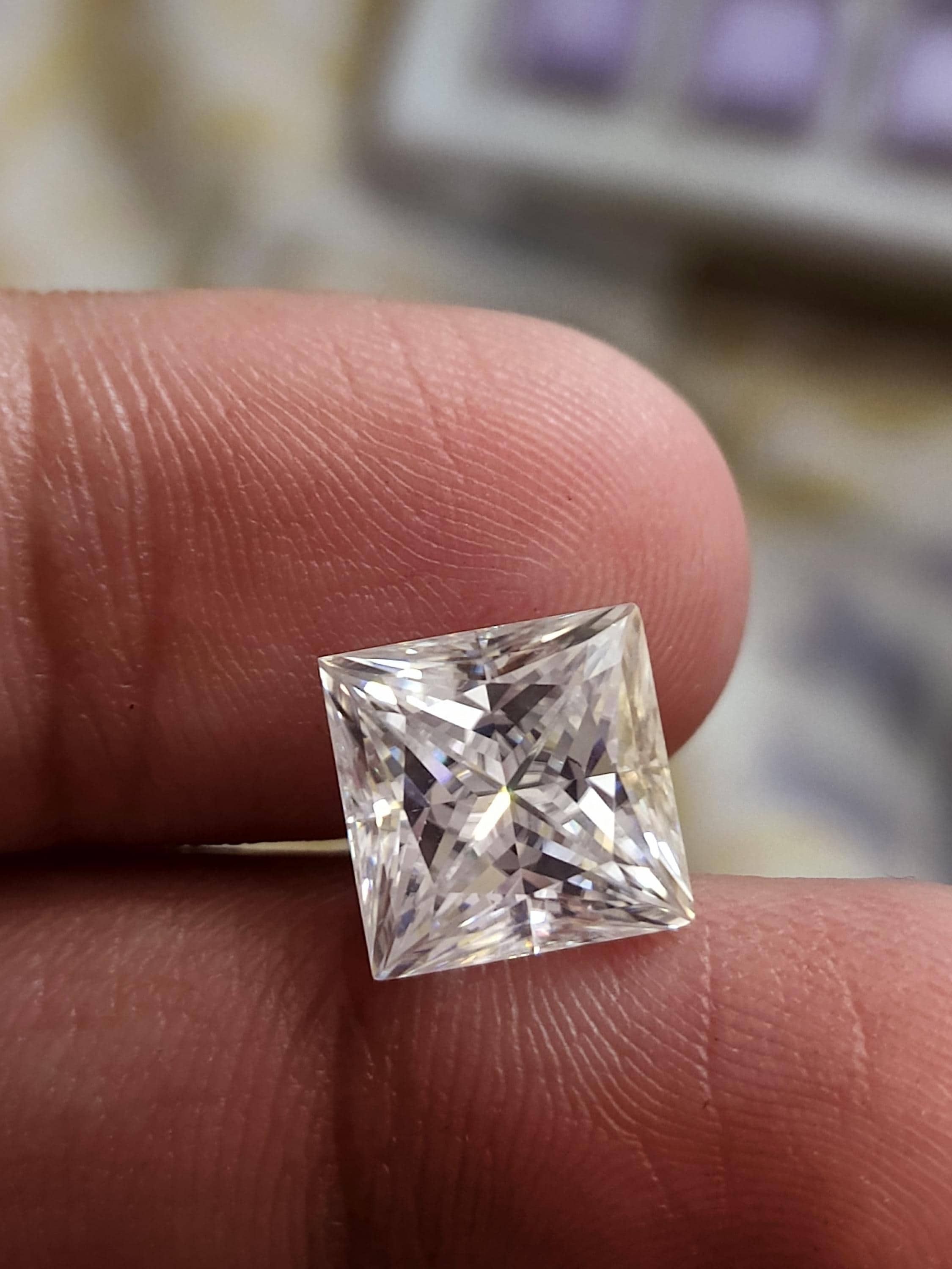 Princess Cut Moissanite Stone: VVS1 D Color, GRA Certified