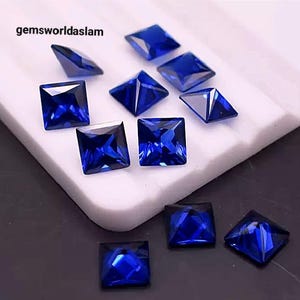 AAA+ faceted blue sapphire square shape loose gemstone Multiple sizes to choose