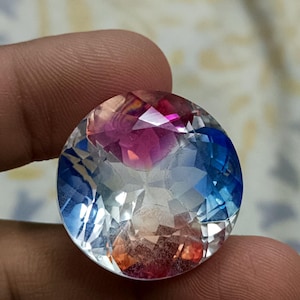 AAA+ 95 cts natural Bi-color pitambari sapphire round cut loose gemstone, 27x14 MM sapphire stone for jewelry making