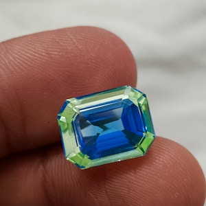 AAA+ 22 cts natural bi-color pitambari sapphire emerald cut loose gemstone, excellent sapphire stone for ring & jewelery making