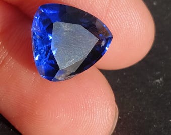 Piedra preciosa suelta de zafiro azul de talla trillón, 9 ct AAA+
