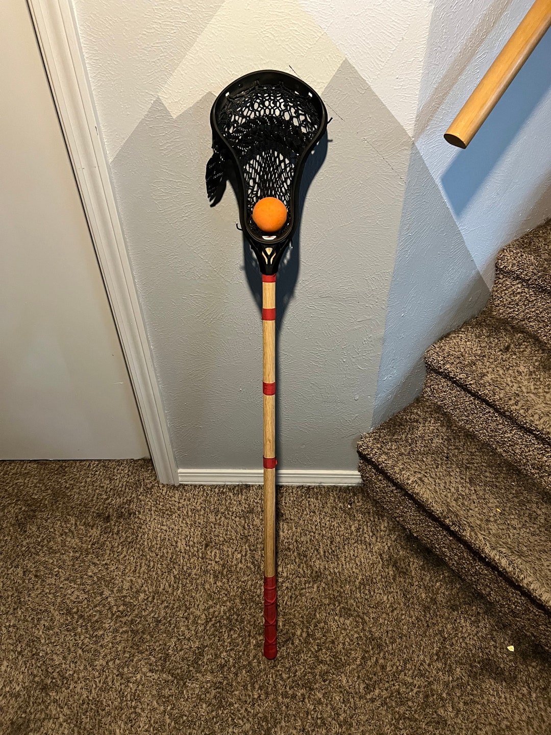 Oak Wood Lacrosse Stick complete Stick With Head Etsy